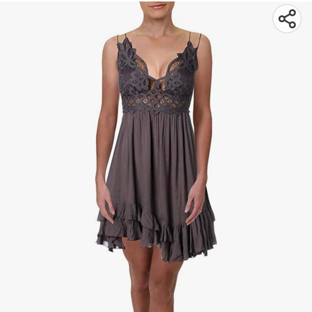 NWT FP Adella dress charcoal grey medium